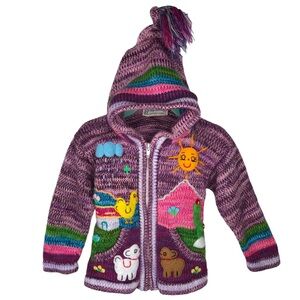 Baby Llama Peruvian Handknit Sweater Cardigan Size 6-12 Months